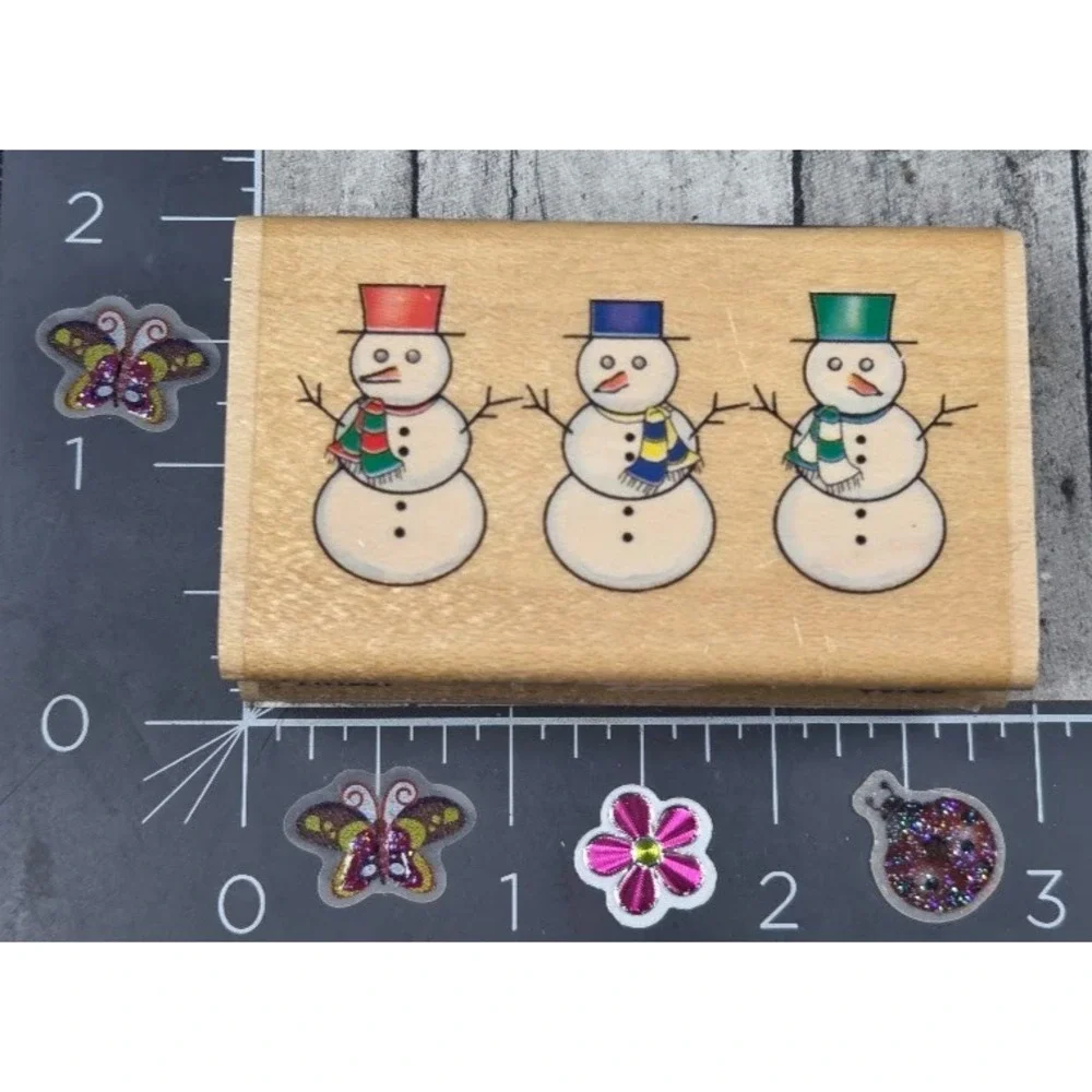Stampabilities Cool Dudes Snowman FR1001 2.75X2.5 Rubber Stamp Wood #Q114